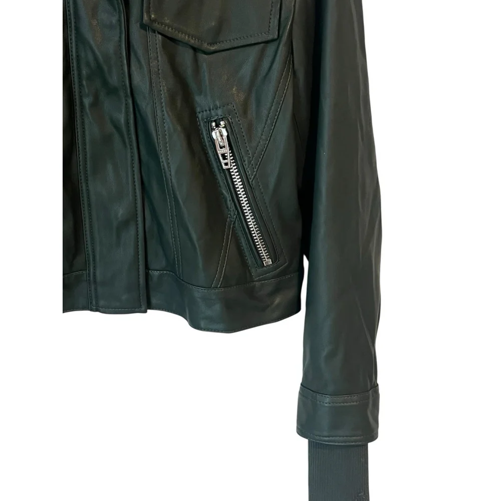 Blank NYC Faux Leather Jacket Green Small - Picture 5 of 11